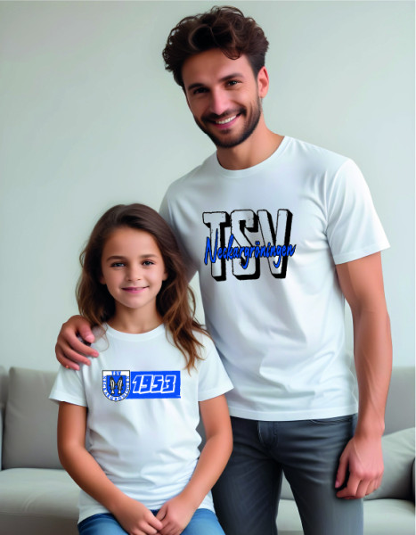 Kinder-T-Shirt Bio mit Rundhalsausschnitt weiß inkl. Druck