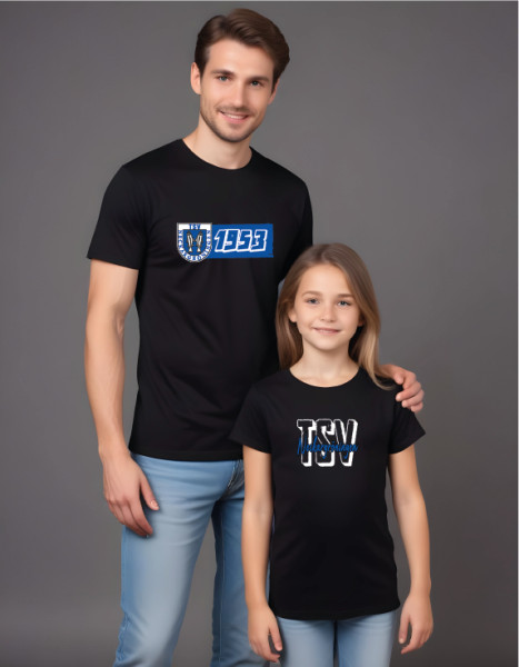 Kinder-T-Shirt Bio mit Rundhalsausschnitt schwarz inkl. Druck