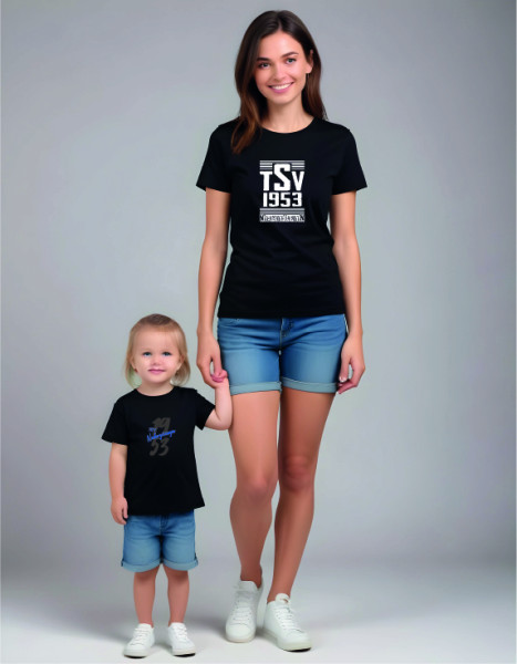 Damen-T-Shirt Bio mit Rundhalsausschnitt schwarz inkl. Druck